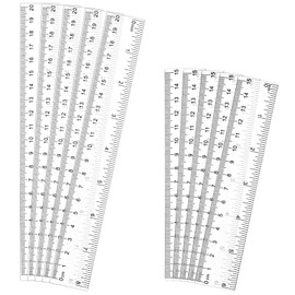Piriuuo Pack of 10 Plastic Rulers, Transparent Rulers 15 cm, 20 cm Straight Ruler, Shatterproof Transparent Plastic Ruler, Metric Rulers for School, Office, Home Measuring Tool