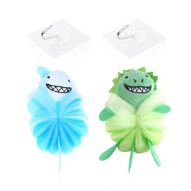 2 Stück Badekugeln, 2 Stück No-Punch-Haken, Kreativer Bade-Luffa, Interessante Kinder-Badekugeln, Schaumnetz, Badezubehör