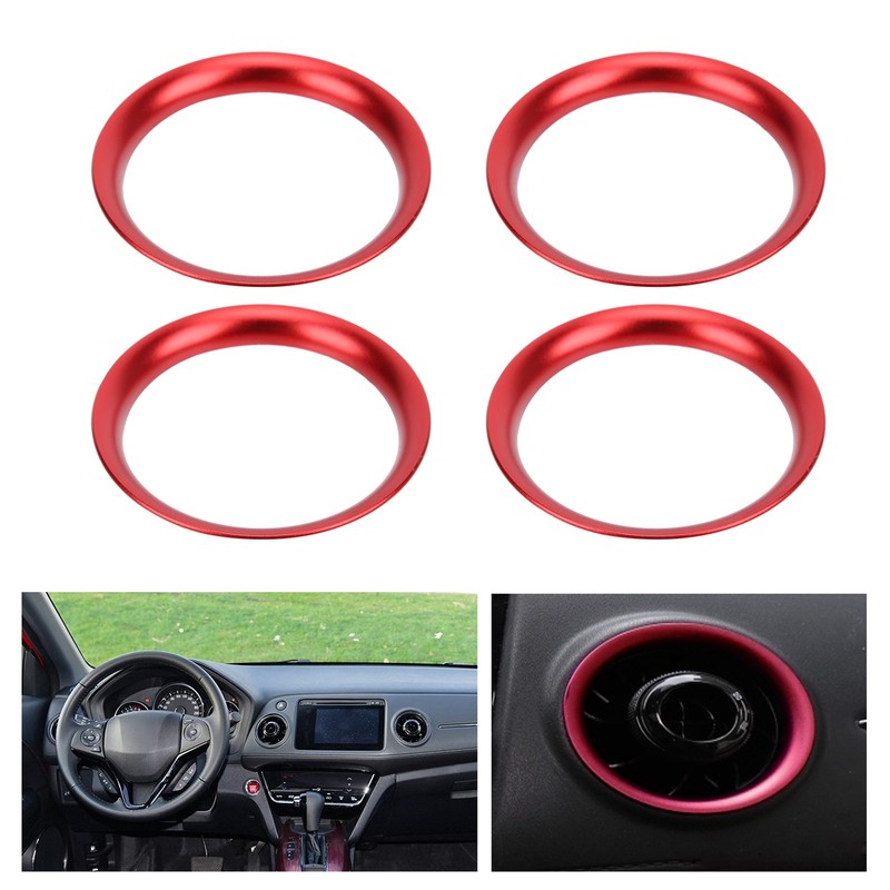 4pcs Air Vent Outlet Rings Cover Trim Red Decoration Replacement