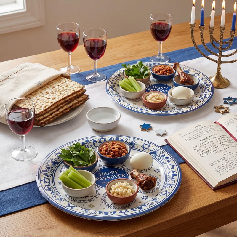 100 Pcs Passover Paper Plates 9 Inch Disposable Pesach Dinnerware