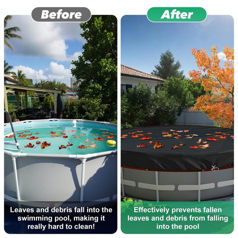 27.8FT Round Leaf Net Cover for 24FT Above Ground Pools