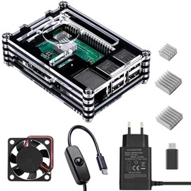Smraza For Raspberry Pi 3 B+ Case + 5 V 2.5 A Power Supply with On/Off Switch + Fan + 3 x Aluminium Heatsink Compatible with Raspberry Pi 3 2 Model B+