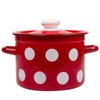 Stockpot Enameled Steel Pot Red White Polka-dot Enamelware Pot with
