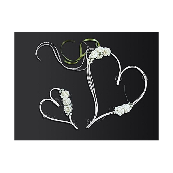Car Decoration Wedding Rattan Heart with Flowers (Cream/White)