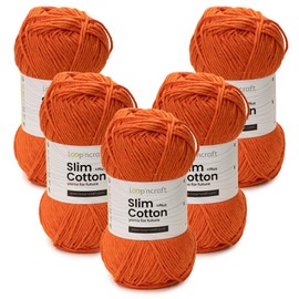 Slim Cotton Plus Set of 5, Orange Colour, Loopncraft, 5 x 100 g, Amigurumi Cotton Yarn, Recycling Yarn