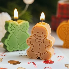 Christmas Themed Scented Candle, 4 Counts/set Cute Gingerbread Man & Snowman & Tree & Santa Claus Design Aromatherapy Candle, Home Decor Supplies - Color: Multicolor, Specification: B