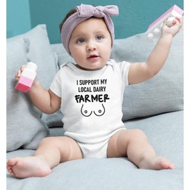 Milk Belly Vintage Bodysuit Breastfeed Boho Colorful Funny Newborn Support Your Local Dairy Farmer Romper (0-6 Months, Letter-Long Sleeve Bodysuit)