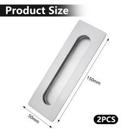 VZU 2 PCS Sliding Door Handles 150mm Groove Recessed Door Handles Silver Handles Bi Folding Doors Flush Pull Handle Bifold Door Handles for Kitchen Cabinet Door Closet Door