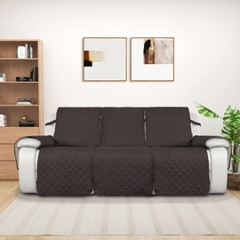 PureFit Water Resistant Reversible Sofa Covers for Reclining Sofa 3 Seat - Non Slip Split Recliner Couch Cover for 3 Cushion Couch, Washable Furniture Protector for Kid, Dog (3 Seat, Chocolate/Beige)