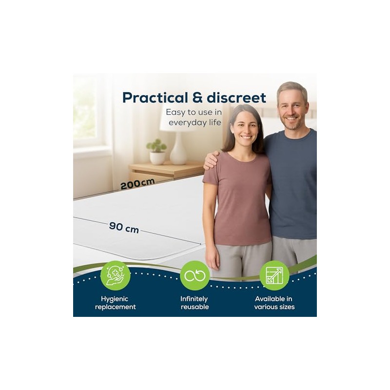 Sensalou Waterproof Bed Pad Reusable 75x90 cm - Washable Incontinence