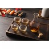 DUJUST Japanese Sake Set for 4, Glass Hammer Pattern in