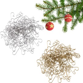 Suxgumoe Christmas Tree Hooks, Pack of 200 S Hooks Small Ornament Tree Hooks (Gold & Silver)