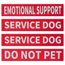 bvya 4 Pack Reflective Dog Patches, Emotional Support, Do Not Pet, Service Dog, Patches with Hook and Loop for Vests, Harnesses, Collars and Leashes