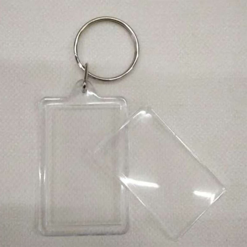 100Pcs Clear Acrylic Photo Frame Keychain, 5.5x4cm Clear Rectangle Blank