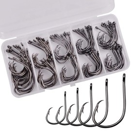 Fishing Circle Hook Ultra Point High Carbon Steel Fishing Hook Chemically Sharpened in-line Circle Hooks Size 1/0-5/0, 120PCS