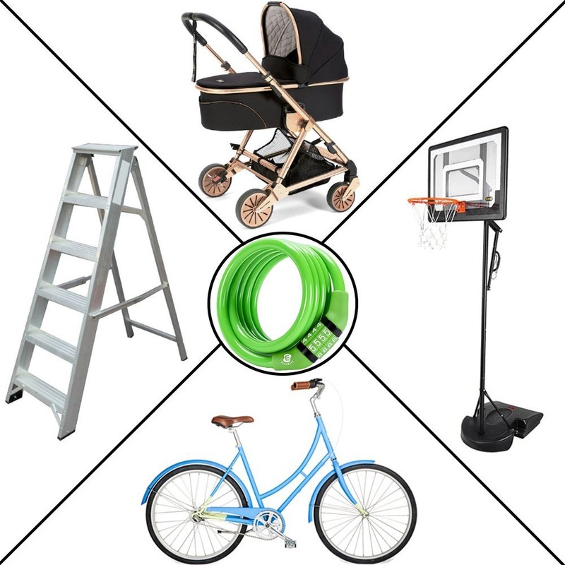 Etronic Security Multi-Purpose Self Coiling Cable Lock, 4-Feet x 5/16-Inch