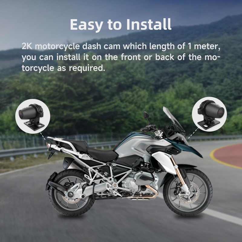 HFK HM603 Motorcycle Camera Front Rear, 2K Camera for Motorcycle