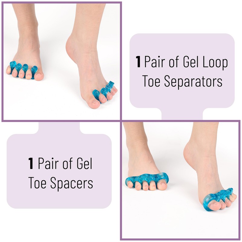 DR. JK- ToePal Gel Toe Separator, 2 Pairs, Dark Blue