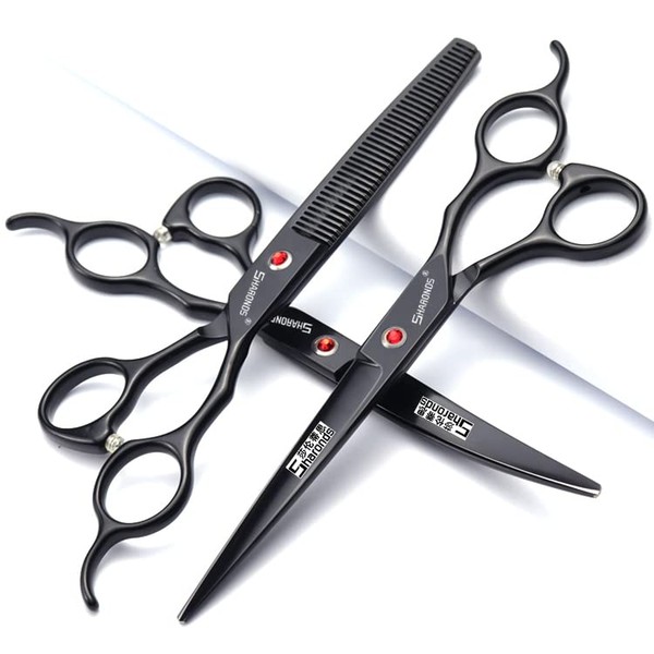 SHARONDS Professional 440C Hair Cutting Scissors 6 Inch Hairdressing Salon Hairdressing Thinning Scissors Perfect for Barber and Home (7 in 3 Pack)