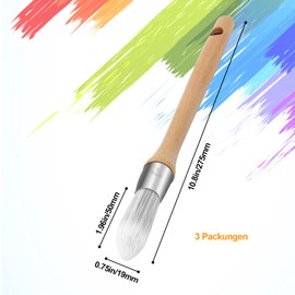 KIBBEH Pack of 3 Round Paint Brushes, Small Brushes for Walls, Pointed Fine Painting Brush for Windows and Doors Profiles, Ring Brush, High-Quality Synthetic Bristles & Ergonomic Solid Wood Handle