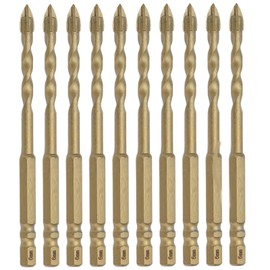 10Pcs Cross Spearhead Drill Bit Carbide Bits with 1/4in Hex Shank for Ceramic Marble GlassCopper Color 6mm Hole