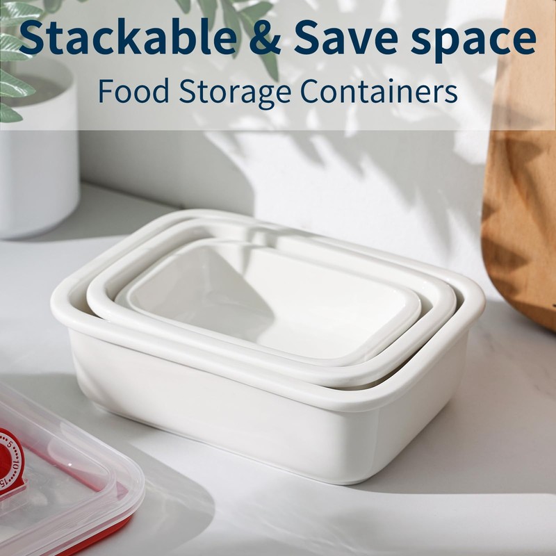 Ceramic Food Storage Containers with Lids, Meal Prep Containers Reusable,