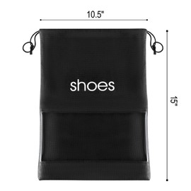 FABBPRO Shoe Storage Bag Organizer See Through Black Color 6 Pack - 15" x 10.5" - Shoes Travel Bags with Drawstring and PVC Window to Identify Shoes - Ideal for Home Guest Room Travel Bag
