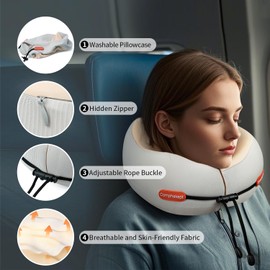 Comphekept Thickened Travel Neck Pillow for Airplanes for Women, Adjustable Right Amount of Height 360° Support Memory Foam Neck Pillow, Portable Plane Pillow for Sleeping