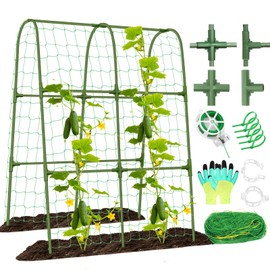 Cucumber Trellis for Raised Bed, Garden Arch Trellis for Climbing Plants Outdoor, Metal Garden Trellis for Vegetables, Cucumber Trellis for Tomato, Bean, Pea, Grape, Plant, Squash