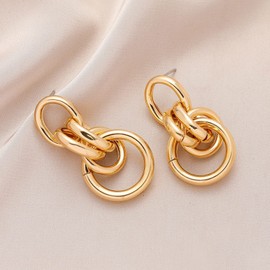 Gold Flower Earrings for Women Gold Chunky Statement Earrings Flower Dangle Drop Earrings Boho Earrings Gifts for Women