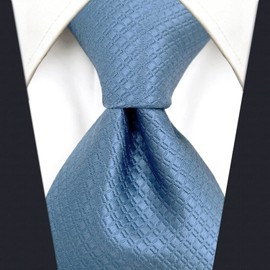 [S&W SHLAX&WING] Men's Necktie Set Steel Blue Solid Color, 3.5" x 63" Necktie