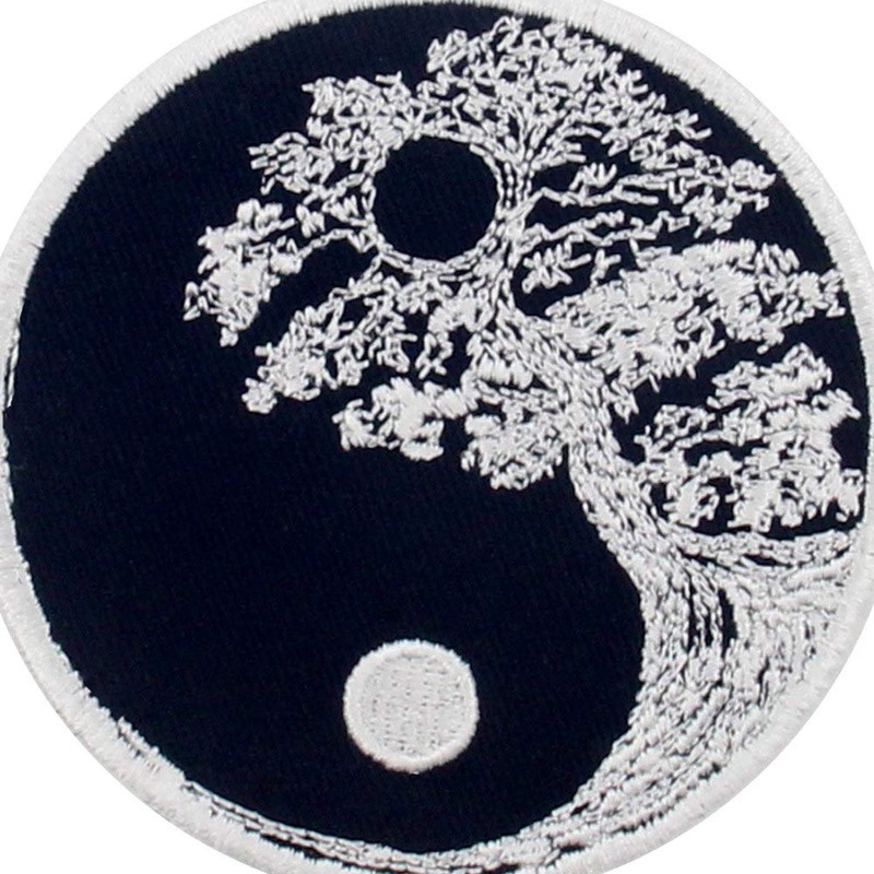 ZEGINs Buddhist Zen Yin Yang Tree Patch Embroidered Applique Iron