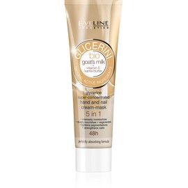 Eveline Cosmetics Glicerini Highly Concentrated Glycerin Hand and Nail Cream - 5-in-1 Goat Milk | 100 ml | Soothing Effect | Neutralises Discolouration | Intensive Smoothing