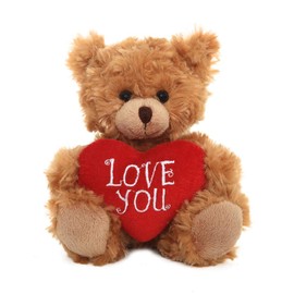 Made By Aliens Plush Stuffed Animal Mocha Heart Bear – Love You Bear- Toy for Kids & Adults Valentine's Day - Embroidered Heart Pillow -6 Inches (Brown-Love You)