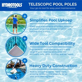 SWIMLINE HYDROTOOLS 8351 2-Piece Telescopic Pole 6 To 12 Feet Adjustable Telepole For Swimming Pool Cleaning Skimmer Nets Vacuum Heads & Brushes Step-Up Anodized Aluminum W/ Strong Grip & Lock