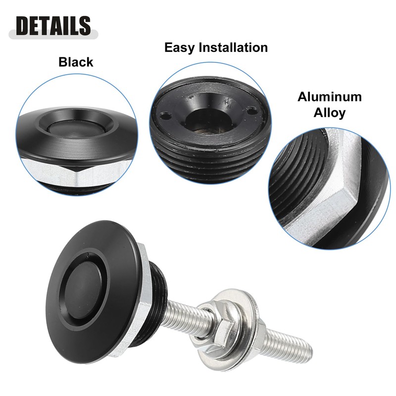 X AUTOHAUX Black Bumper Aluminum Alloy Hood Pin Lock Push