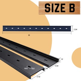 C Channel Steel Support Metal Support Bracing Hidden C Bracket for Table Top Live Edge Slab Woodworking, Black Coat Finish, 6 Holes (2 Pack, 30 Inch)