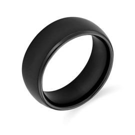 Plain Simple Dome Black Couples Titanium Wedding Band Ring for Men for Women Comfort Fit 8MM