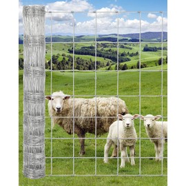 Hipicute Farm Fence, 4ft x 164ft Heavy Duty Galvanized Cattle Fence, Heavy Zinc Coating Welded Wire Fence, Deer Fence, Hog Wire Fencing for Yard Livestock Animals Protection