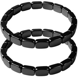 DXPETA Hematite Bracelet Men, Hemys Hematite Bracelet for Men, 2-Piece Set Black hematite Bracelets, Gift for Dad Husband, Confidence Booster for Professionals, Focus Support for High-Pressure Work