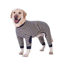 Large Dog Clothes,Dog Pajamas Jumpsuit Flexible Breathable Zipper Soft Cotton Striped Dog Jumpsuit Costume Apparel for Medium Dogs Large Dogs (9-Back length-65cm, Black)