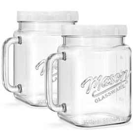 2 Pack Large Mason Jars, 74 oz Wide Mouth Glass Jar with Lid for Fridge, Glass Canisters DIY Favor Decor, Food Container for Sugar, Cookie, Flour, Pickle