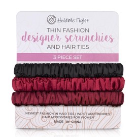 Rozac Set of 3 100% pure 22 Momme Melburry Silk Scrunchies for hairs Gentle on all hair types with good Elastic Thin Fashion Scrunchies for hairs and wrist band for girls and women (Black Pink Brown)
