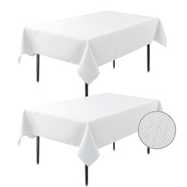 BIFENBI 2 Pack Rectangle Tablecloth - 60x104 Inch - Linen Textured Table Cloth Wrinkle Free Washable Decorative Fabric Table Cover for Buffet Banquet Parties Event Holiday Dinner. White
