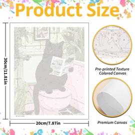 2 Pack Paint by Numbers for Adult, Cat Giaffe Paint by Numbers Kit for Adults Beginners, DIY Acrylic Painting on Canvas for Home Wall Art Decor(12x16Inch