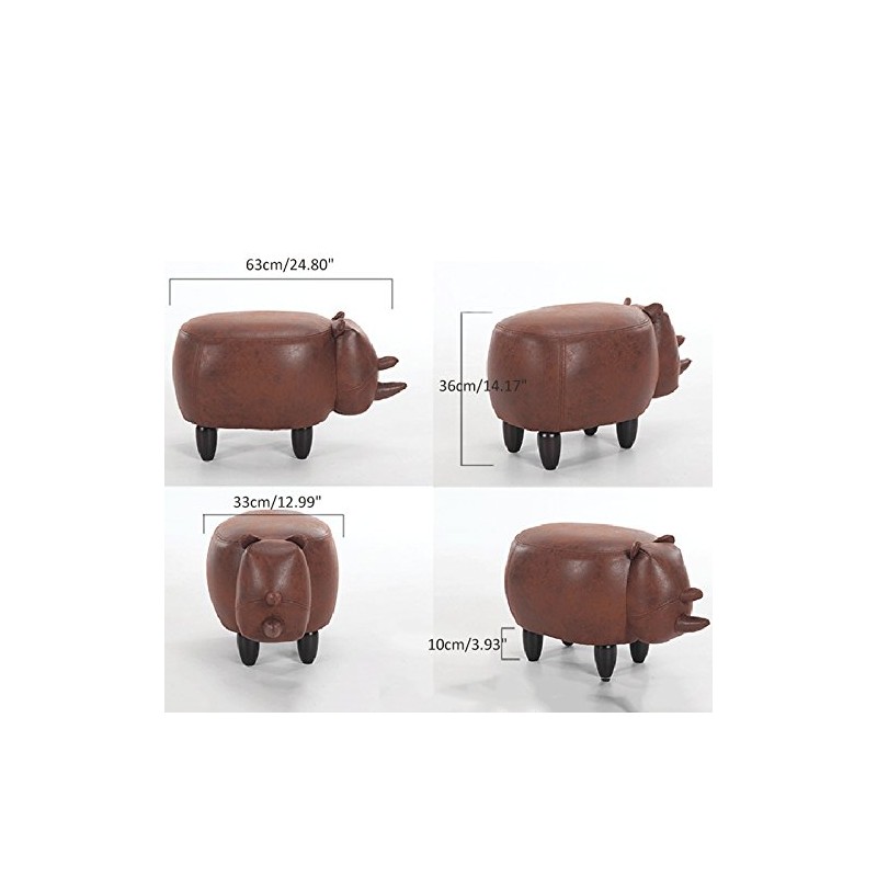 OLizee Decorative Buffalo Ottoman Footstool Cute Animal Upholstered Stool for