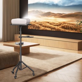 Facilife Projector Stand Tripod on Wheels, Adjustable Height 31-56 Inches, Laptop Tripod Stand Rolling, Heavy Duty Projector Tripod Metal Construction, Multifunctional for Office & Home