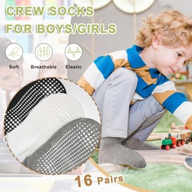 HYCLES 16 Pairs Toddler Socks Non Slip Boy Girl Grips Socks Sticky Slipper Socks For 6-12 Month Baby Little Kids