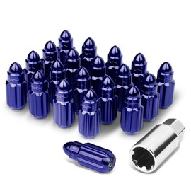 Auto Dynasty 20Pcs NRG M12 X 1.25 50mm Steel Bullet Shaped Close End Rim Lug Nuts + Adapter Lock Key (Blue)