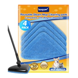 KEEPOW Reusable Steamer Mop Pads Compatible with Wagner 905e, 915e and 925e Steamers, Reusable Cleaning Replacement Pads, for Multi-Surface Floor Cleaning for Powerful, 4 Pack (Mop is Not Included)